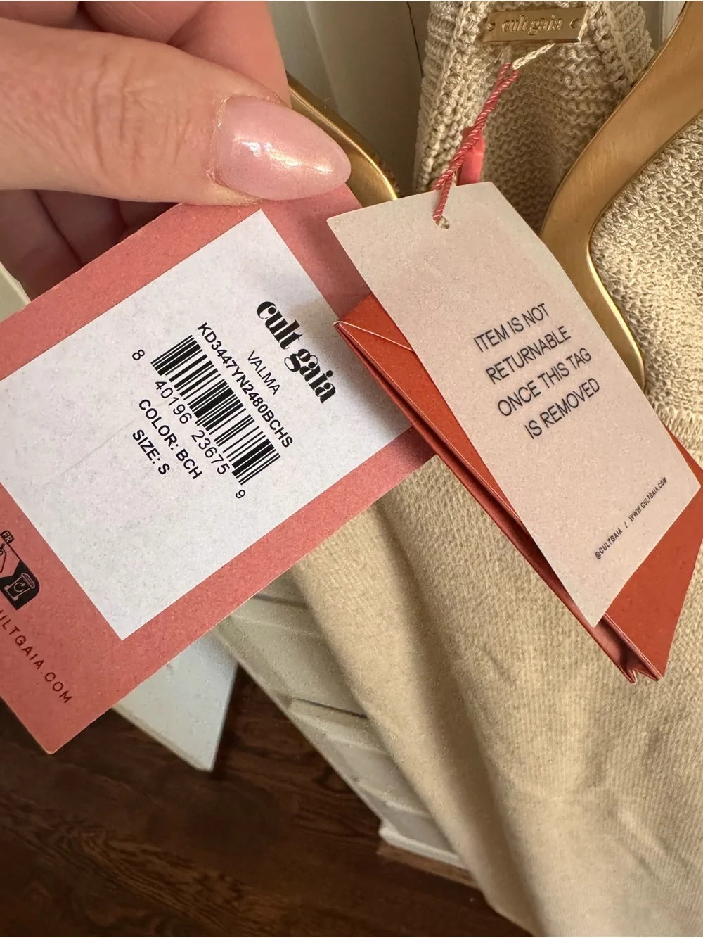 cult gaia Beige Knit Dress with Gold Accents - Picture 5 of 11